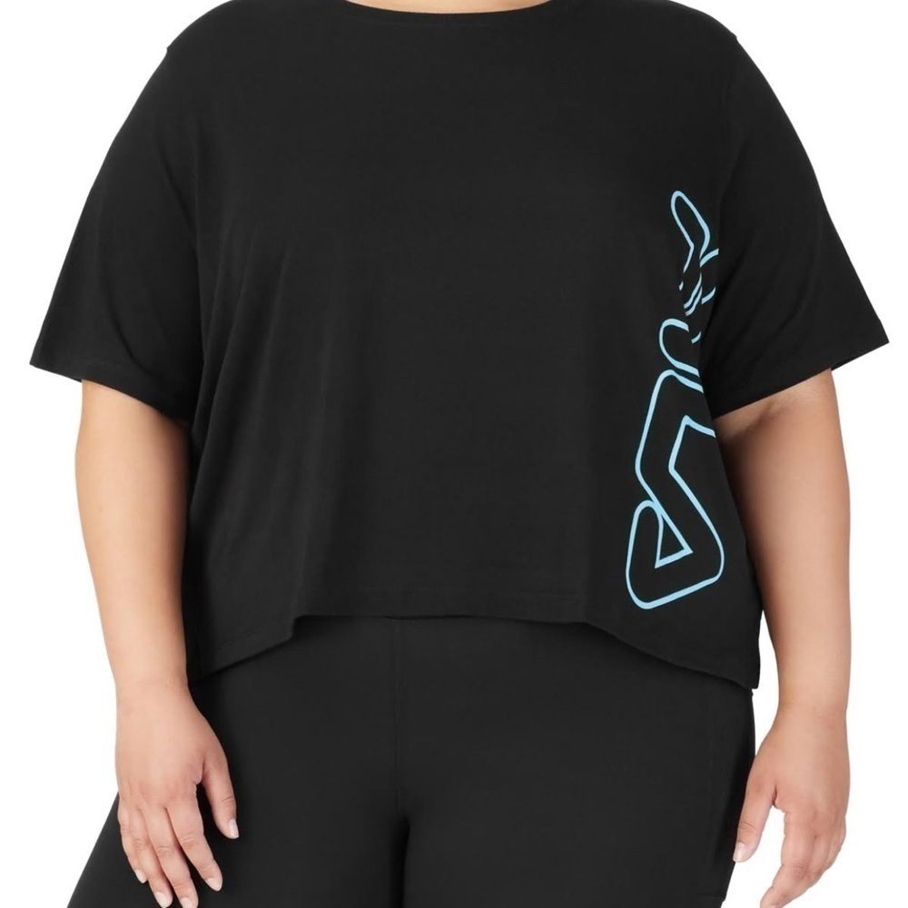 Fila Plus Size Black Crewneck T-shirt 1X NWT
